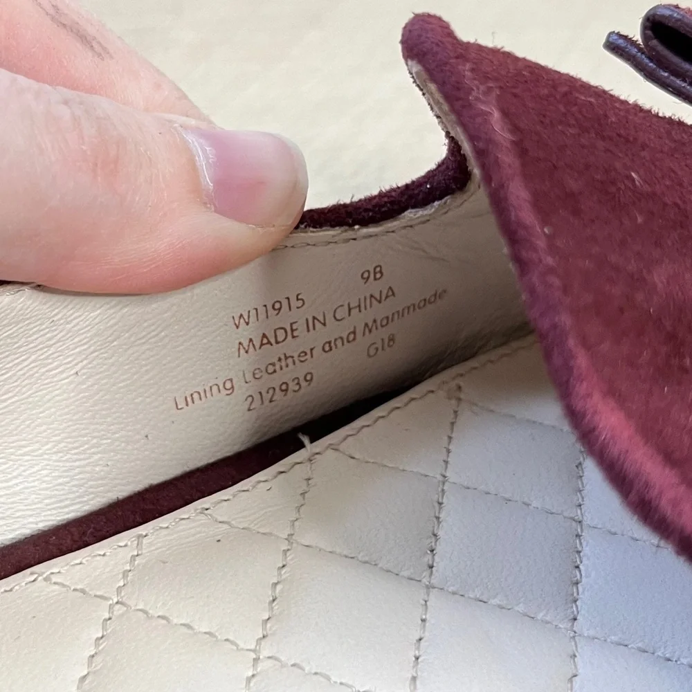 Cole Haan Tali Bow Flats Red Maroon Suede Leather Gold Buckle Loafers Women's 9 - Picture 6 of 8